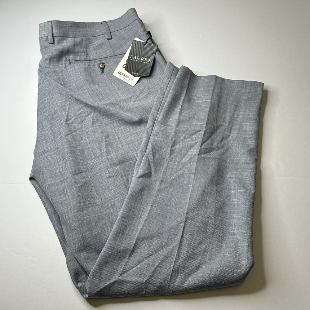 NWT Lauren Ralph Lauren Men 40x32 Norton Classic Fit Dress Pants Light Blue Flex